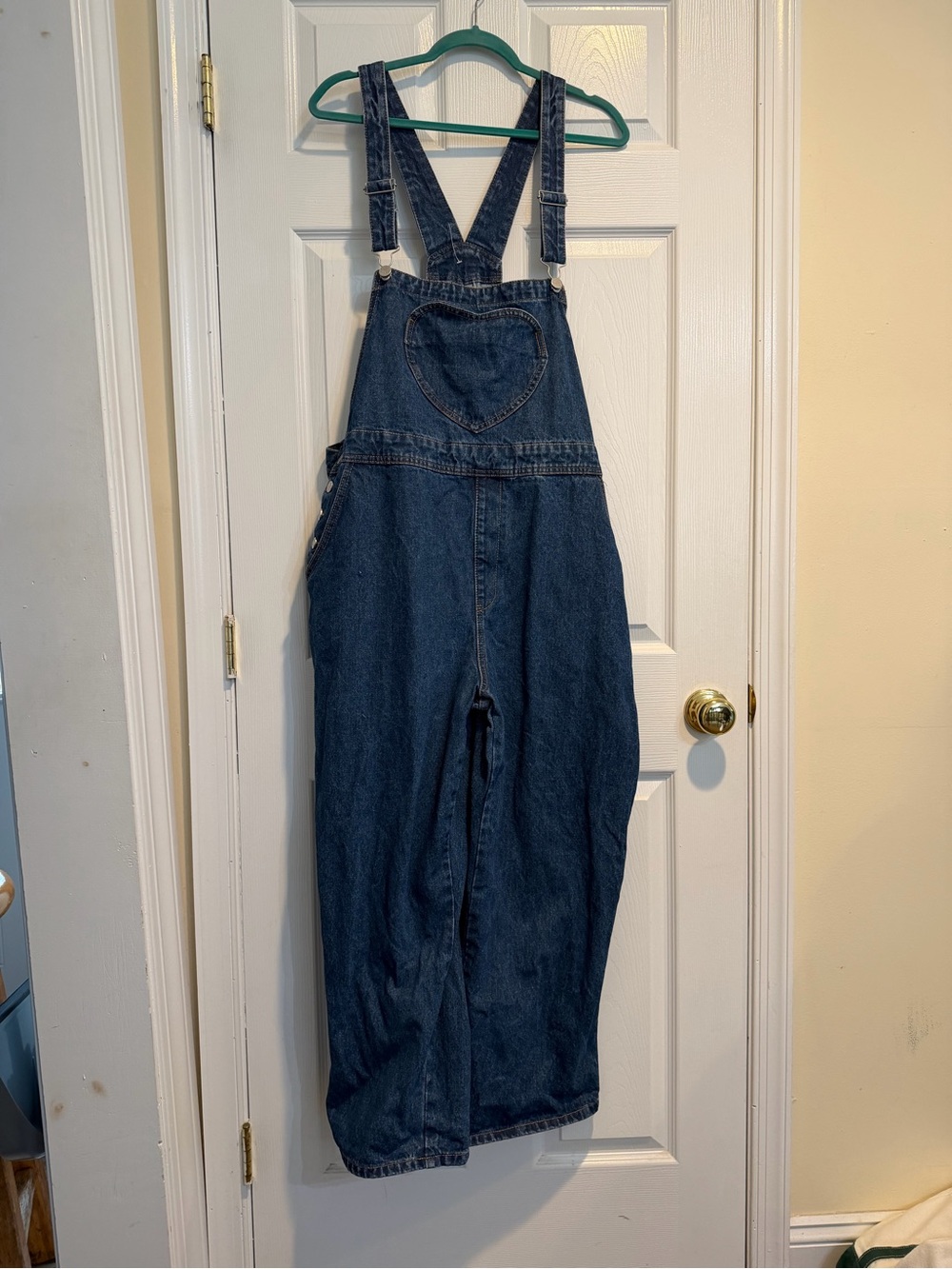 Dark Blue Denim Heart-Bib Overalls Jumpsuit